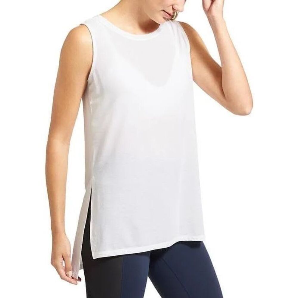 Athleta Threadlight Split Side Tank Top White Wor… - image 2